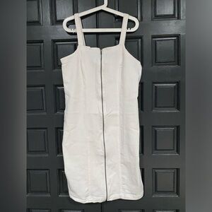 NWT Curvy Girl by Ashley Stewart white denim zip up jumper 1X